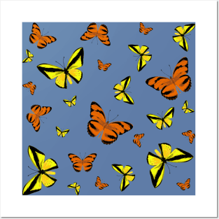 Orange and yellow butterflies Posters and Art
